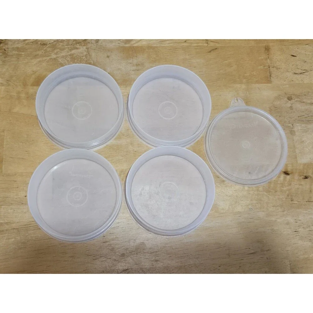 Set of 4 Vintage Tupperware Hamburger Keepers #882 W/ Lid, Press & Slider Press